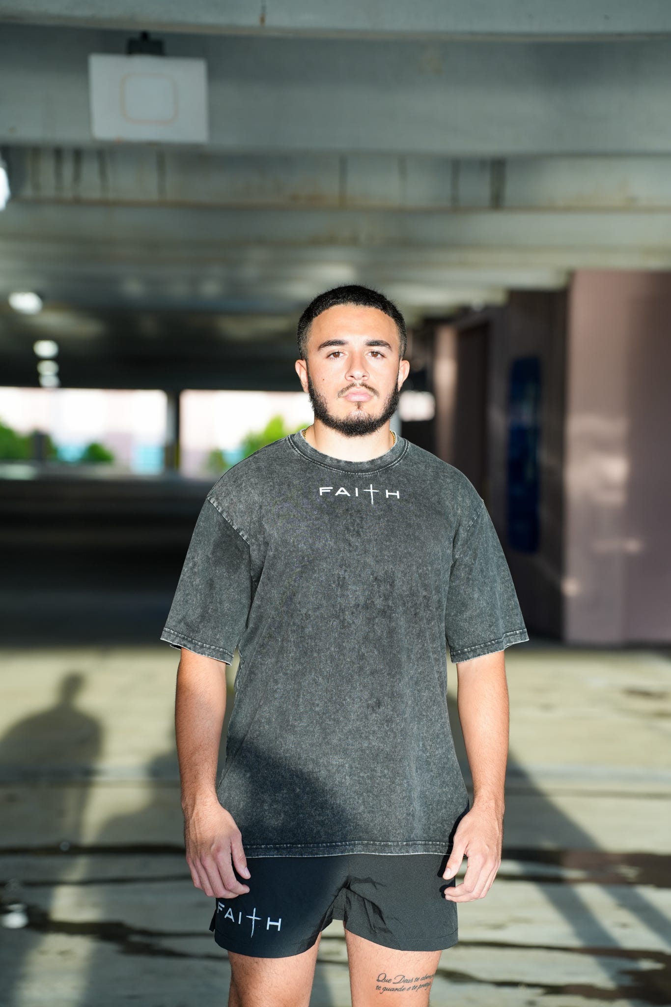 FAITH INFUSED ACID WASH T -SHIRT - BLACK