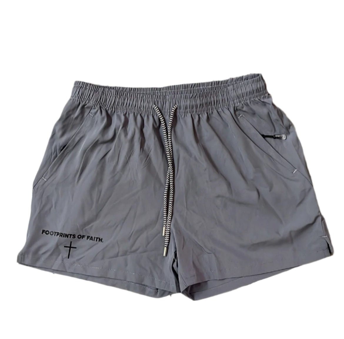 FOOTPRINTS OF FAITH SHORTS - GREY