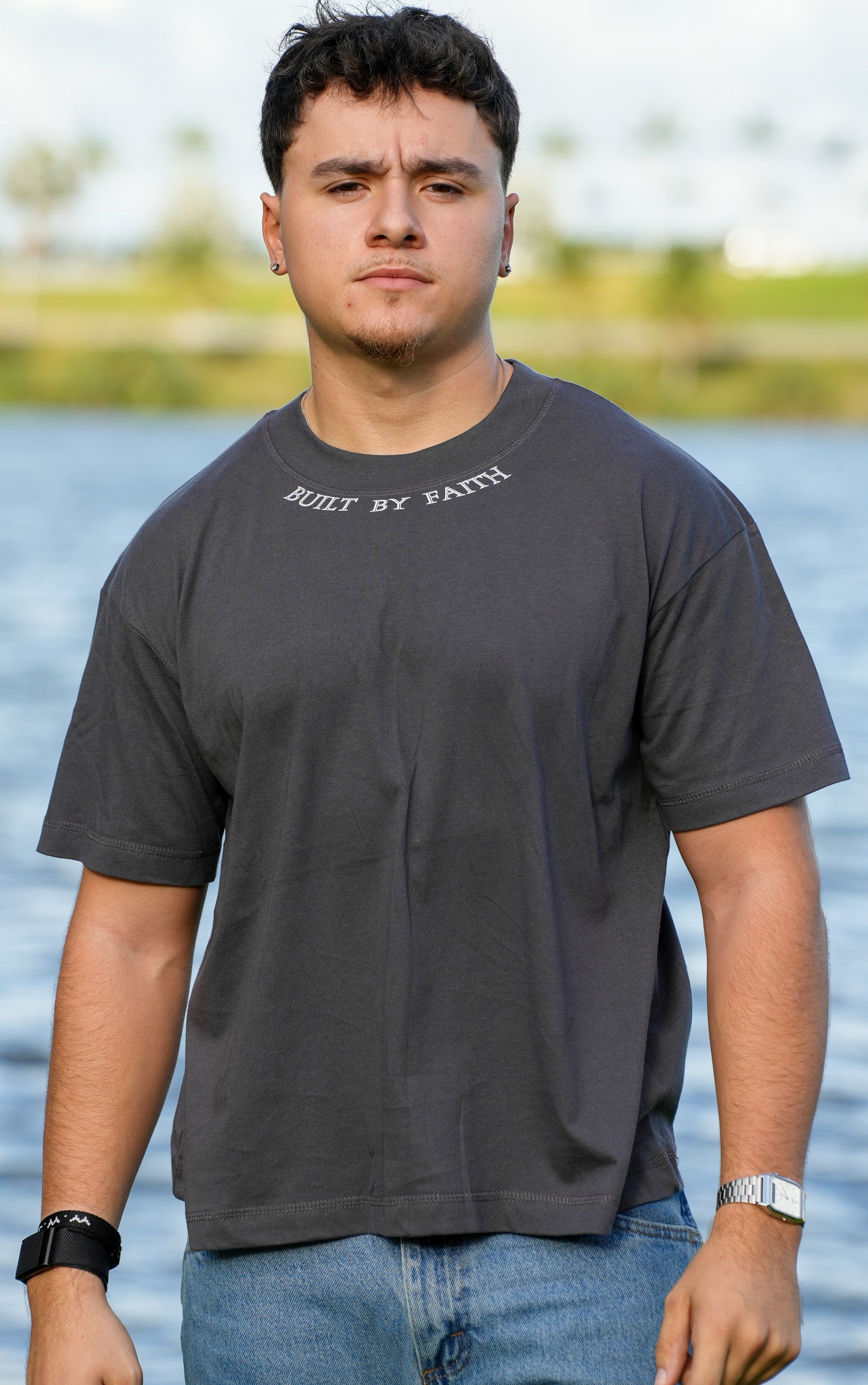 Built By Faith Relaxed T - CEMENT GREY