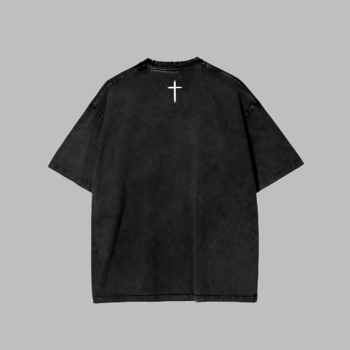 FAITH INFUSED ACID WASH T -SHIRT - BLACK