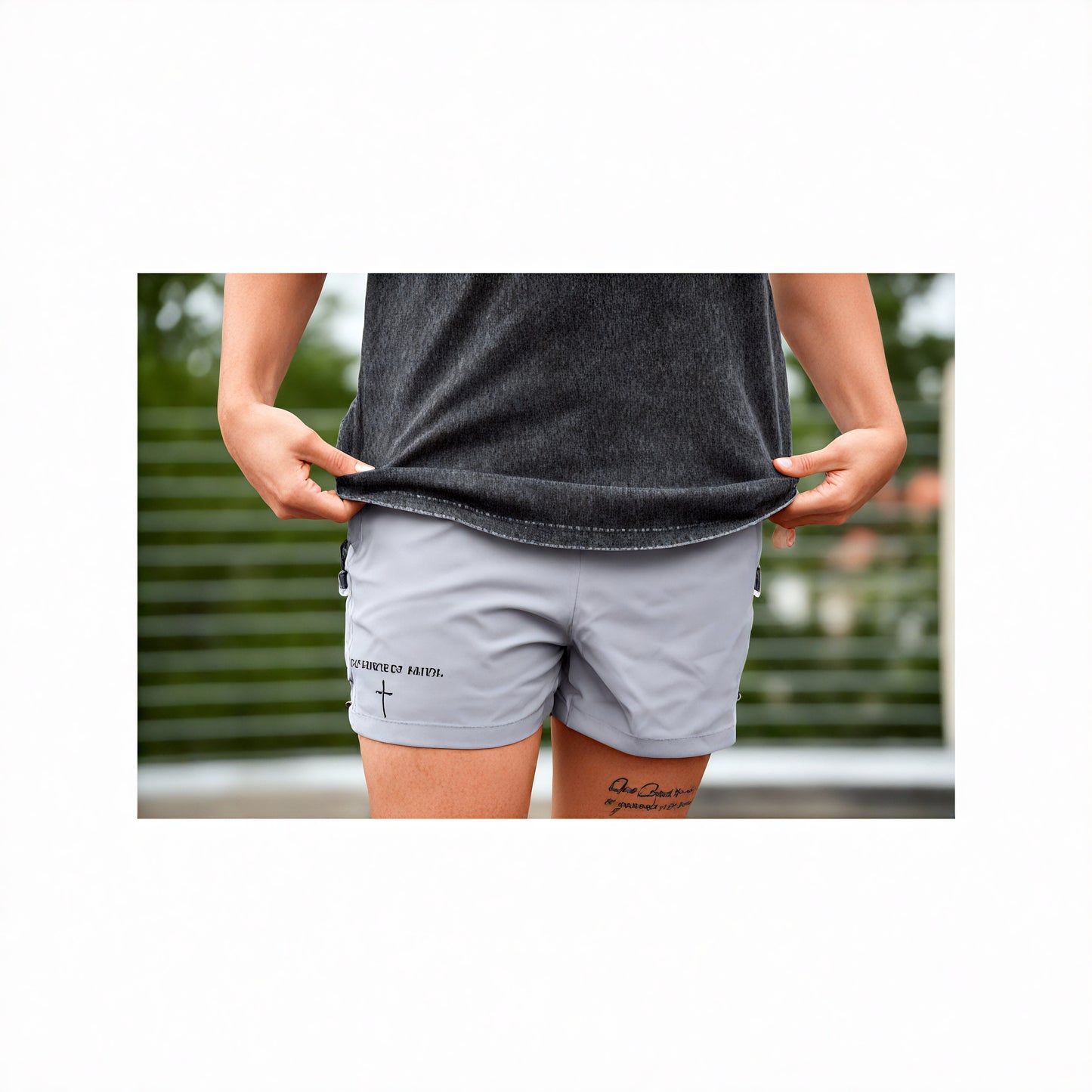 FOOTPRINTS OF FAITH ACTIVEWEAR SHORTS - GRAY