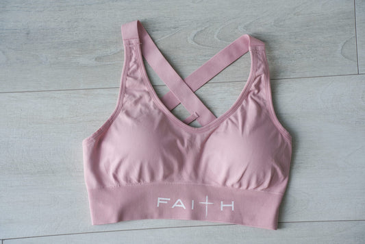 FAITH-INFUSED SPORTS BRA - PINK