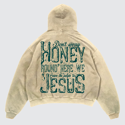 DON’T WORRY PULLOVER HOODIE - TAN