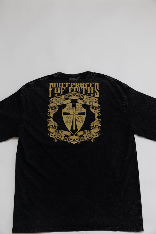 ARMOR OF GOD OVERSIZED T-SHIRT - ACID WASH BLACK