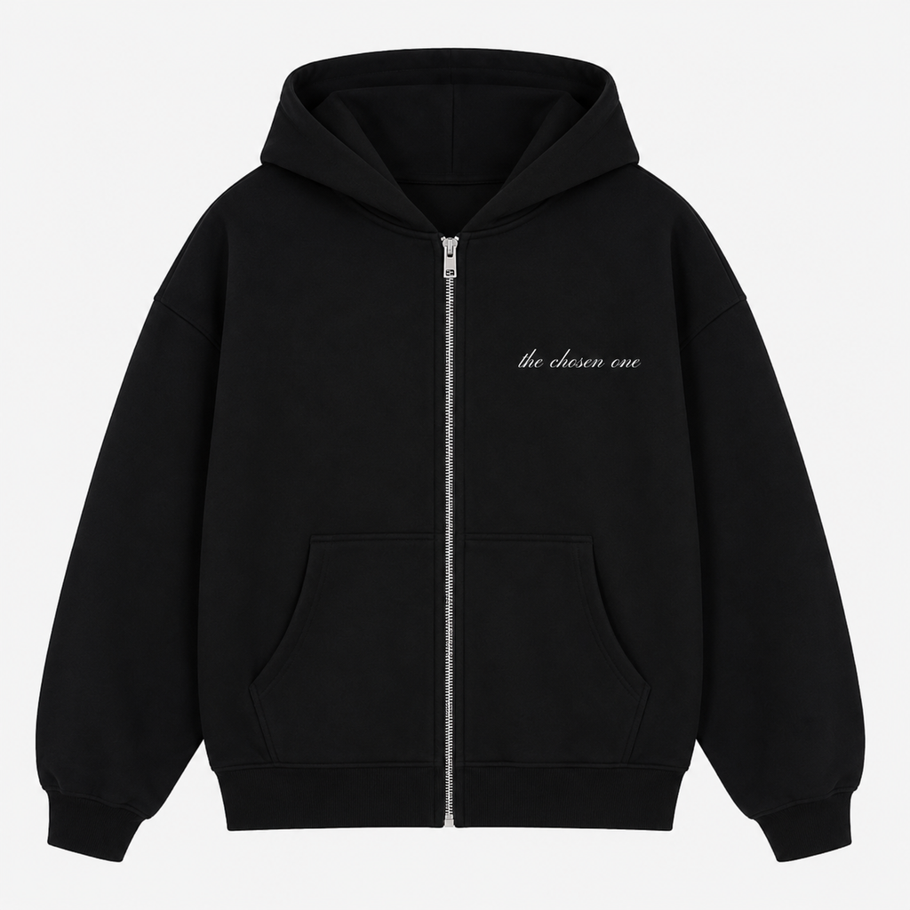 "SAVED" FLEECE ZIP UP + SWEATS SET - BLACK