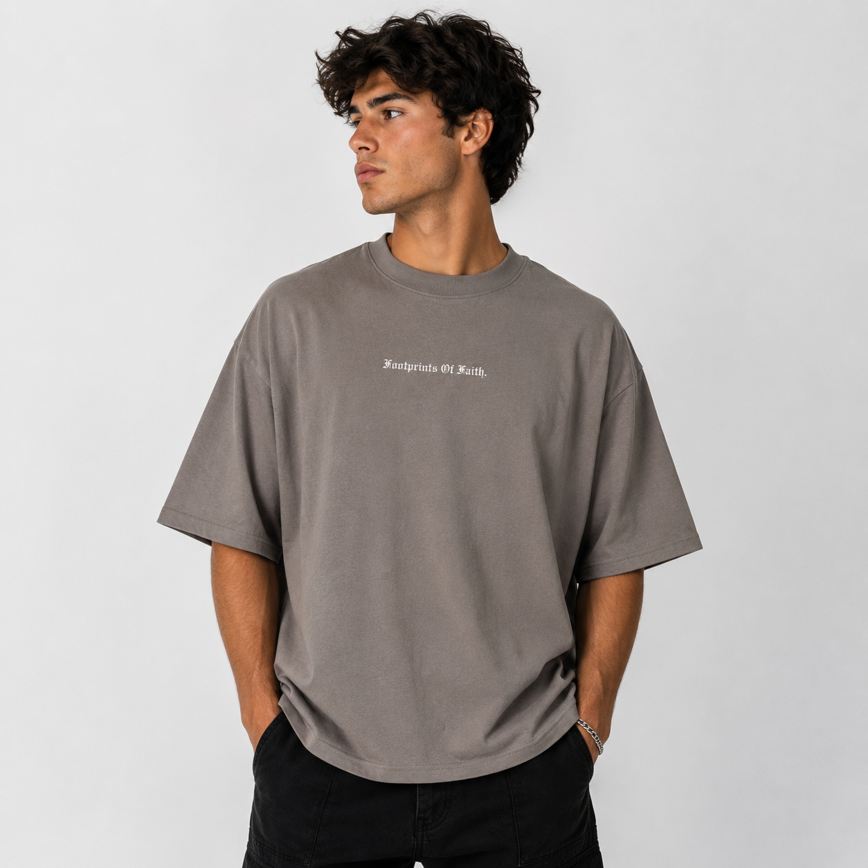 ''SAVED'' BY THE LORD BOXY TEE - SHADOW