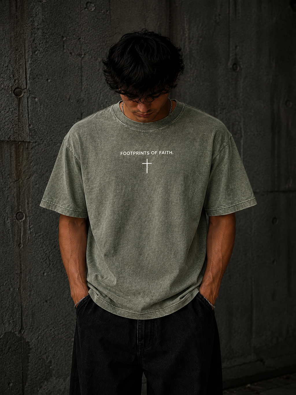 ACID WASH T - OLIVE