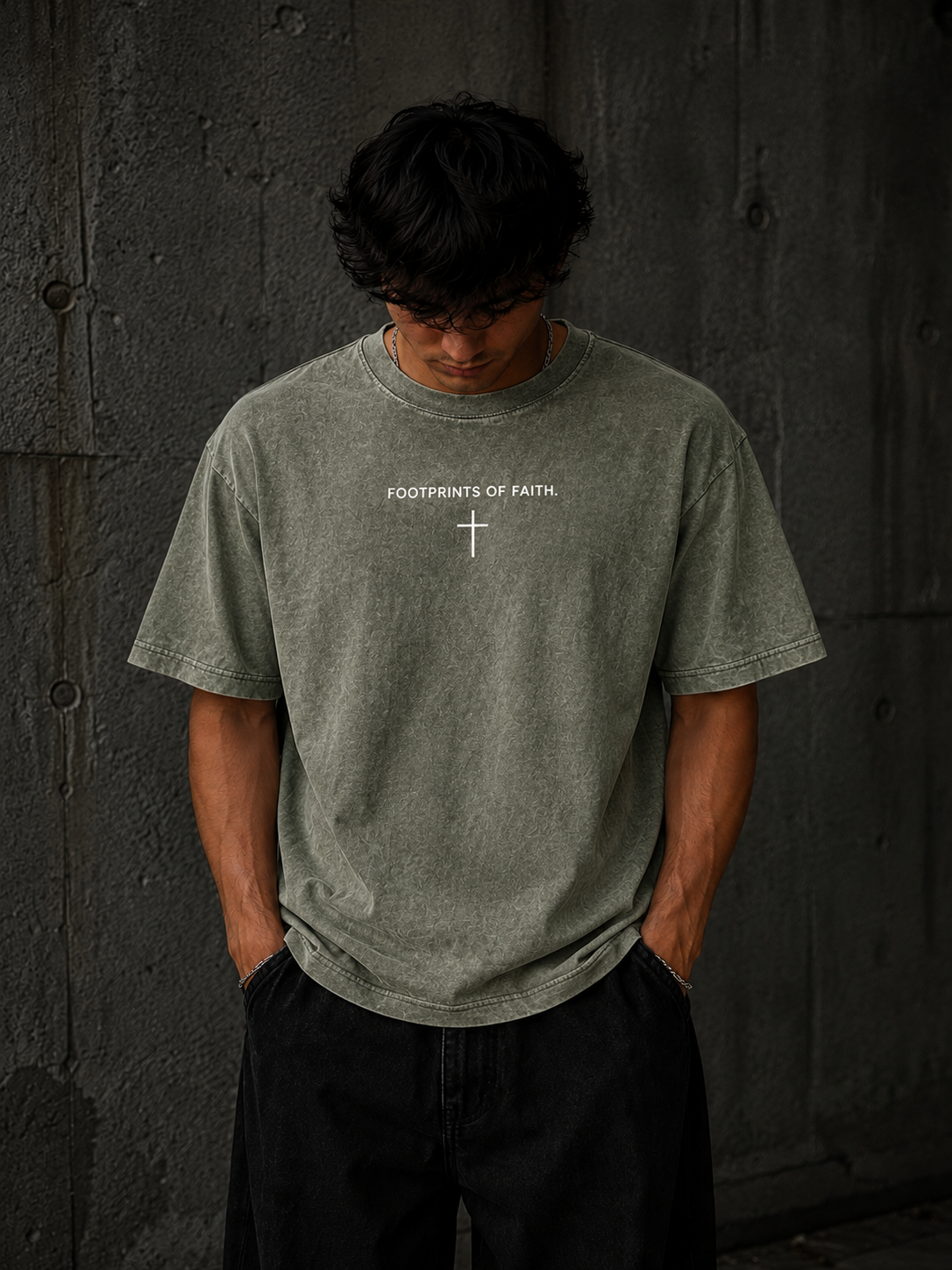 ACID WASH T - OLIVE