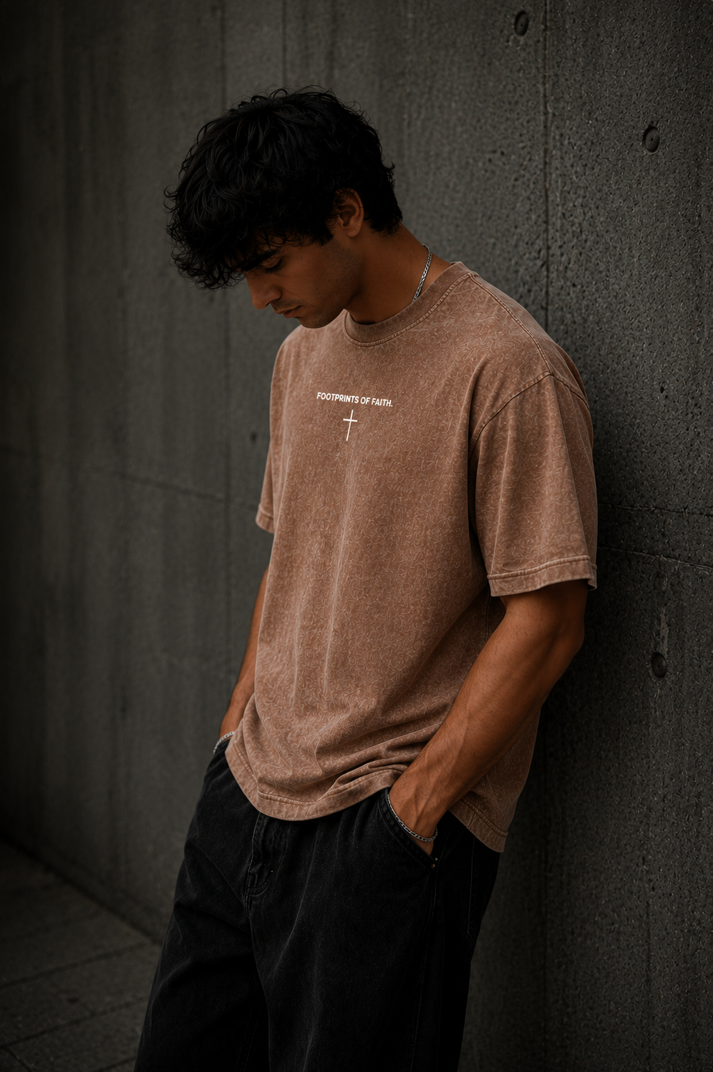 Acid Wash Tee - Brown