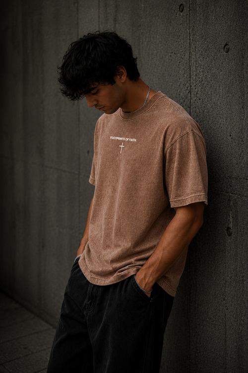 Acid Wash Tee - Brown