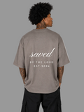 ''SAVED'' BY THE LORD BOXY TEE - SHADOW