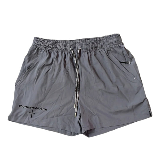 FOOTPRINTS OF FAITH SHORTS - GREY