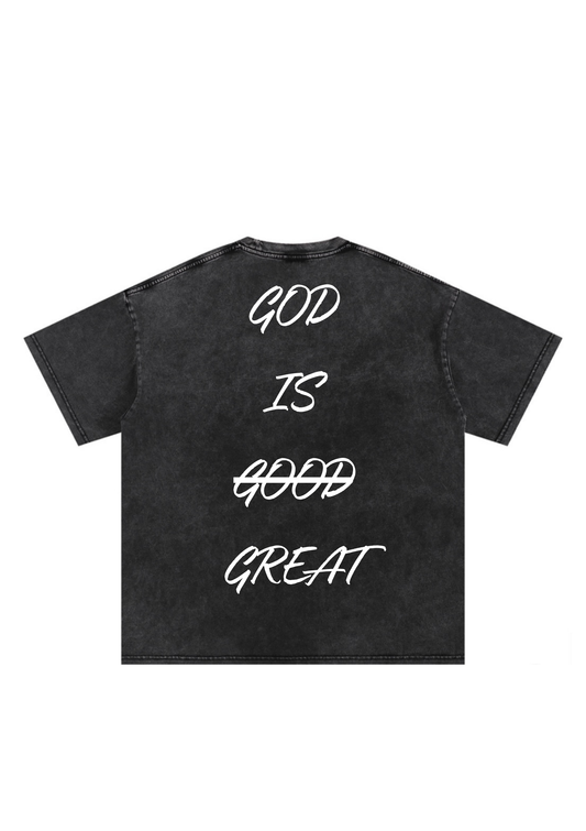 GOD IS GREAT OVERSIZED T-SHIRT - ACID WASH BLACK