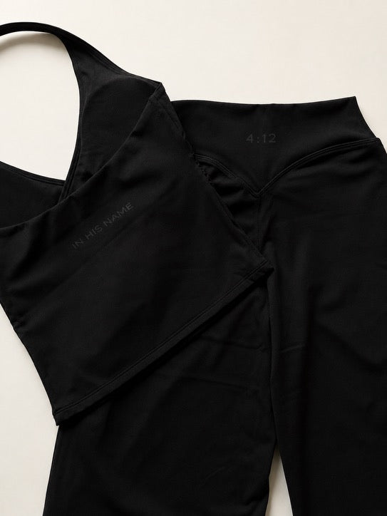 LEGGINGS + TOP IN HIS NAME SET - BLACK