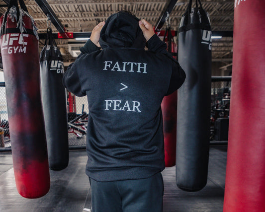 FAITH > FEAR DRI FIT HOODIE