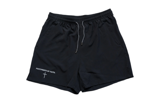 FOOTPRINTS OF FAITH SHORTS - BLACK