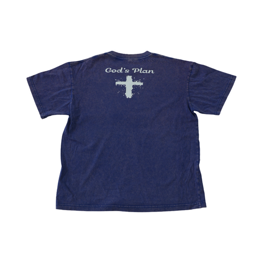 GODS'S PLAN ACID WASH T-SHIRT - BLUE