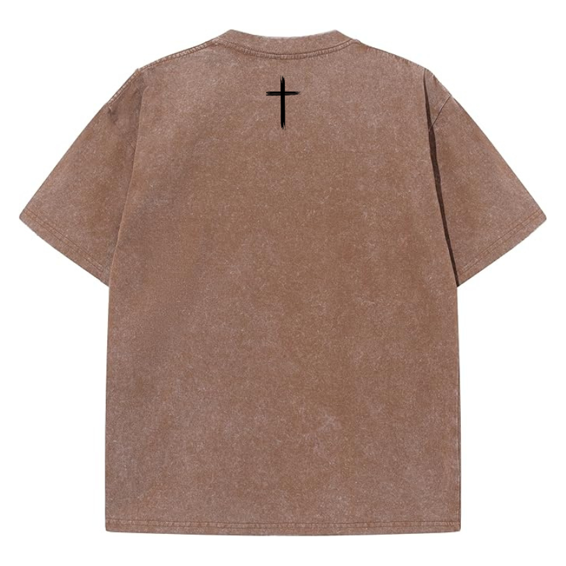 ACID WASH OVERSIZED T - BROWN
