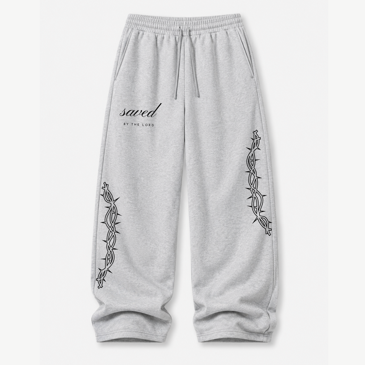 "SAVED" BY THE LORD BAGGY SWEATS - GREY