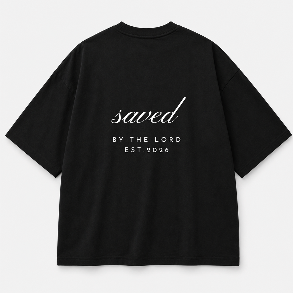''SAVED'' BY THE LORD BOXY TEE - BLACK