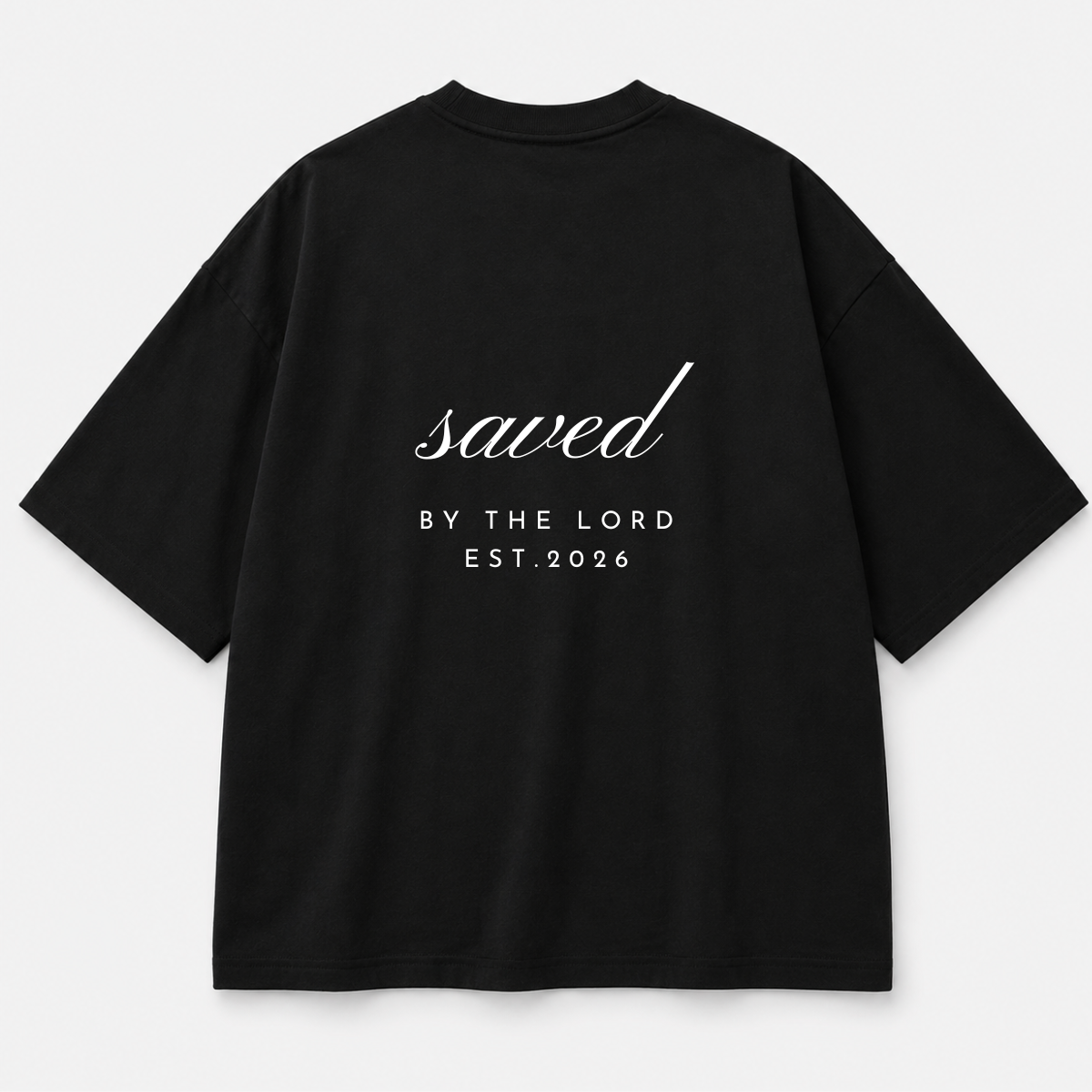 ''SAVED'' BY THE LORD BOXY TEE - BLACK