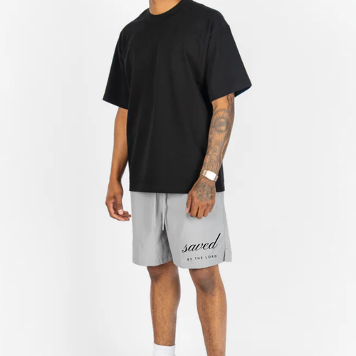 "SAVED" NYLON CASUAL SHORTS - GREY