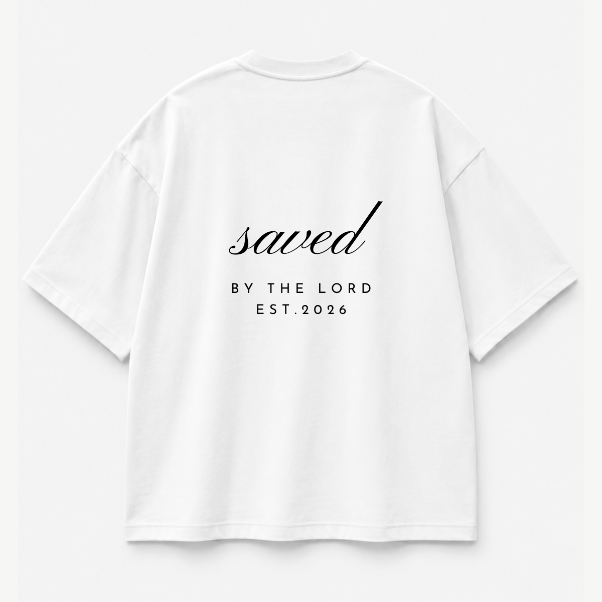 ''SAVED'' BY THE LORD BOXY TEE - WHITE